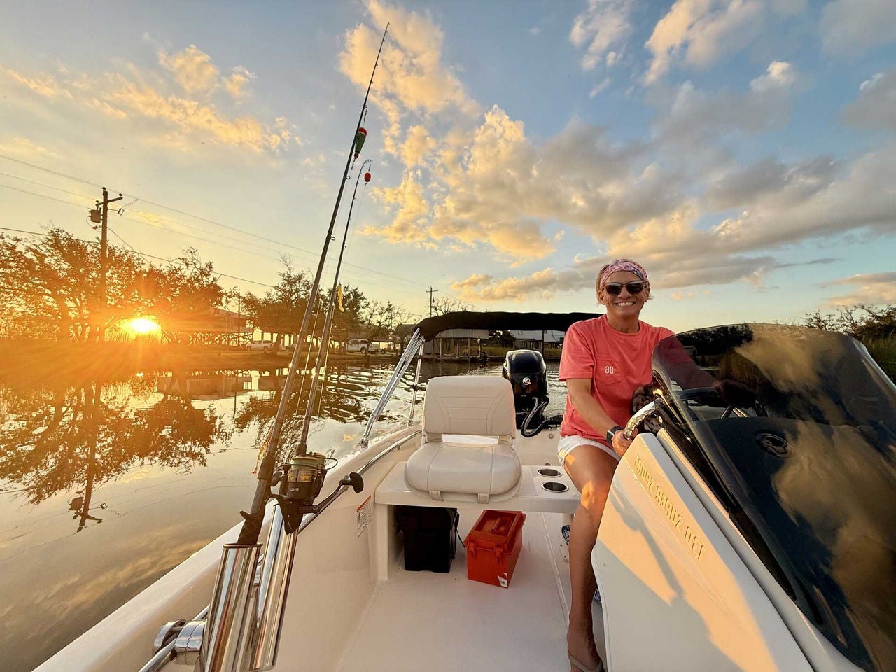 A person on a Super Sport 130 from Boston Whaler